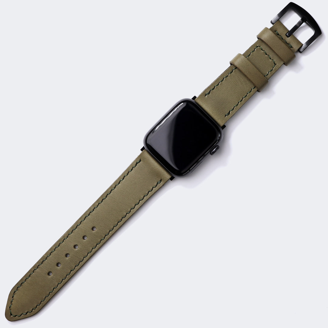 VegTan Deri Apple Watch Kayışı - Olive - Roarcraft TR