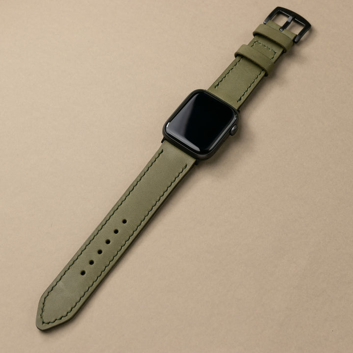 VegTan Deri Apple Watch Kayışı - Olive - Roarcraft TR