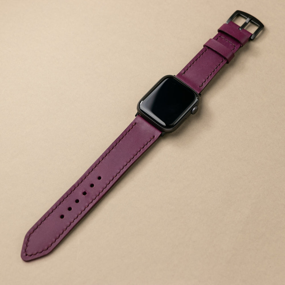 VegTan Deri Apple Watch Kayışı - Purple - Roarcraft TR