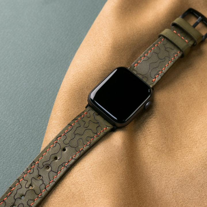 VegTan Deri Apple Watch Kayışı - Kamuflaj - Roarcraft TR