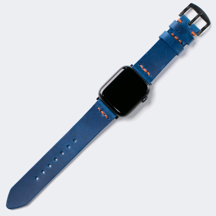 Tek Kat Deri Apple Watch Kordon - Kobalt Mavi - Roarcraft TR