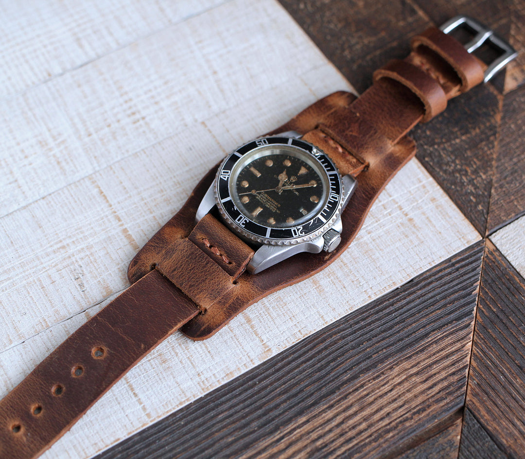 (YENİ) Bund Strap - Deri Saat Kayışı - Antik Kahve