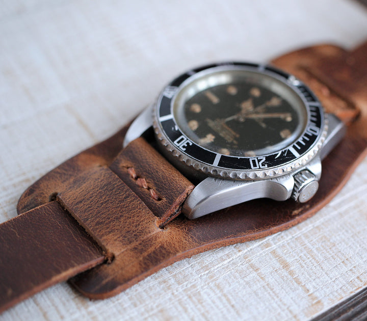 (YENİ) Bund Strap - Deri Saat Kayışı - Antik Kahve