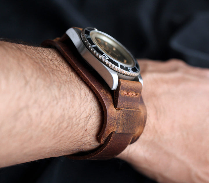 (YENİ) Bund Strap - Deri Saat Kayışı - Antik Kahve