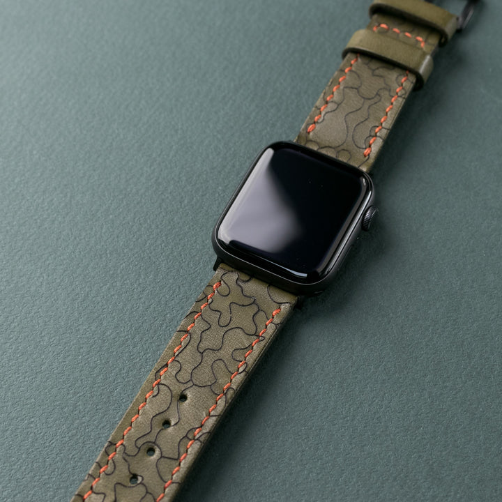 VegTan Deri Apple Watch Kayışı - Kamuflaj - Roarcraft TR