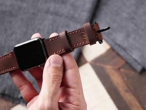 Çift Kat Deri Apple Watch Kayışı - Antik Kahve