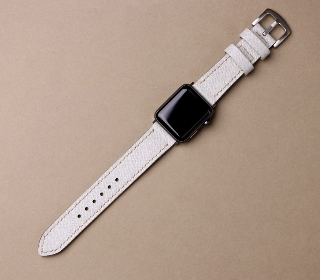 Saffiano Deri Apple Watch Kayış - Kar Beyaz - Roarcraft TR
