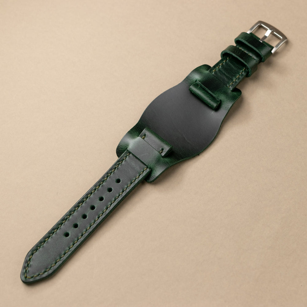 Bund Strap - Çift Katlı Deri Saat Kayışı - Orman Yeşili - Roarcraft TR