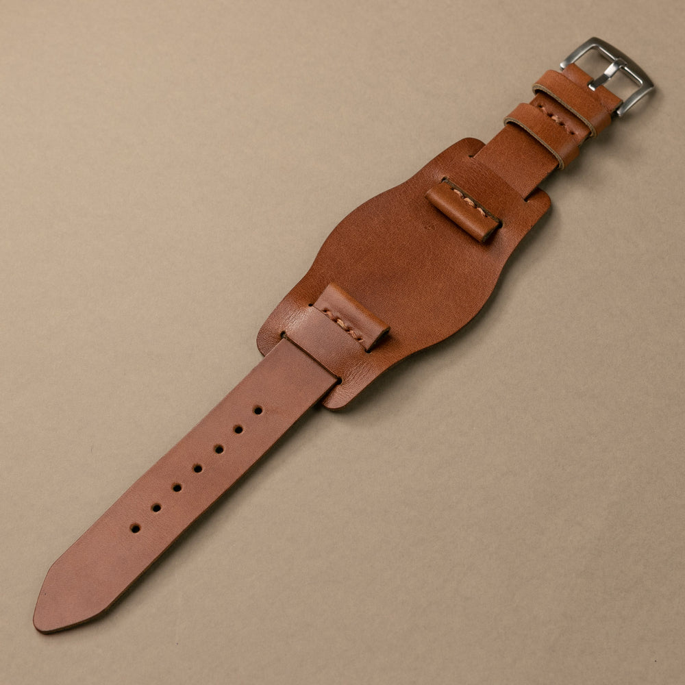 Bund Strap - Tek Kat Deri Saat Kayışı - Taba - Roarcraft TR