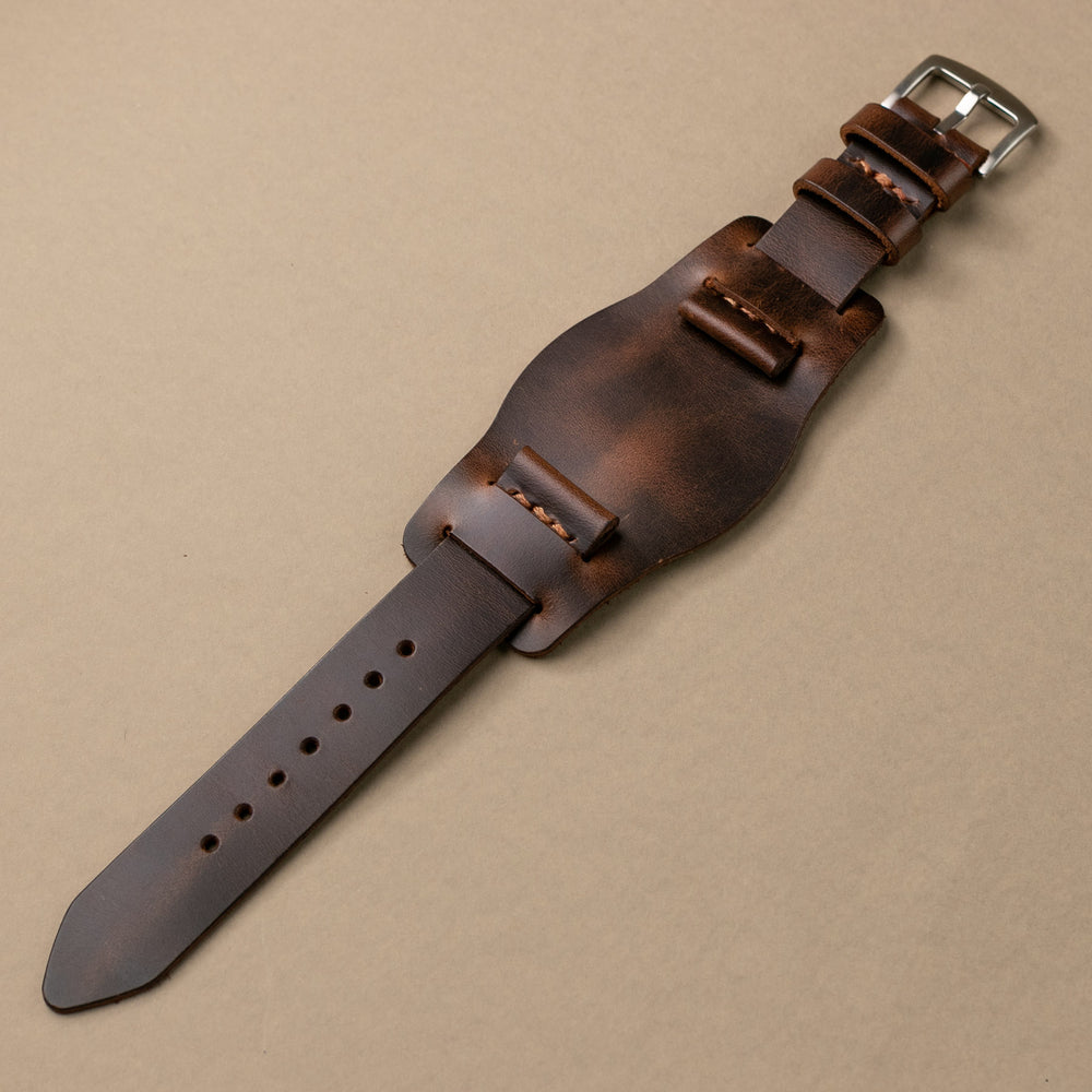 Bund Strap - Tek Kat Deri Saat Kayışı - Antik Kahve - Roarcraft TR