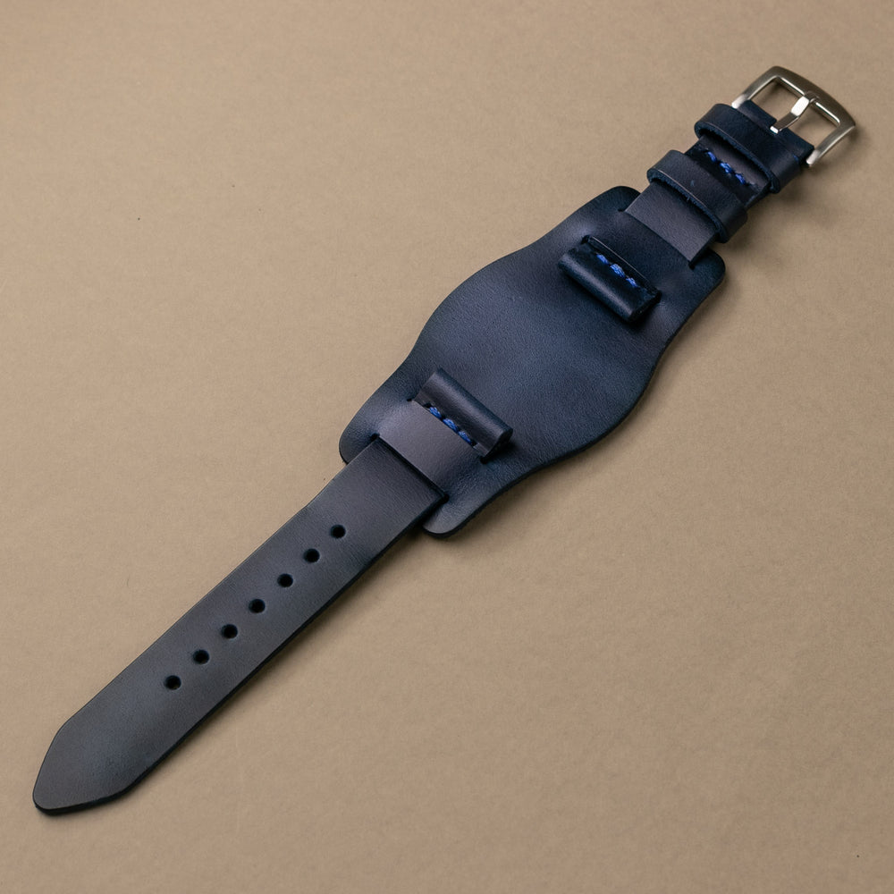 Bund Strap - Tek Kat Deri Saat Kayışı - Indigo Mavi - Roarcraft TR