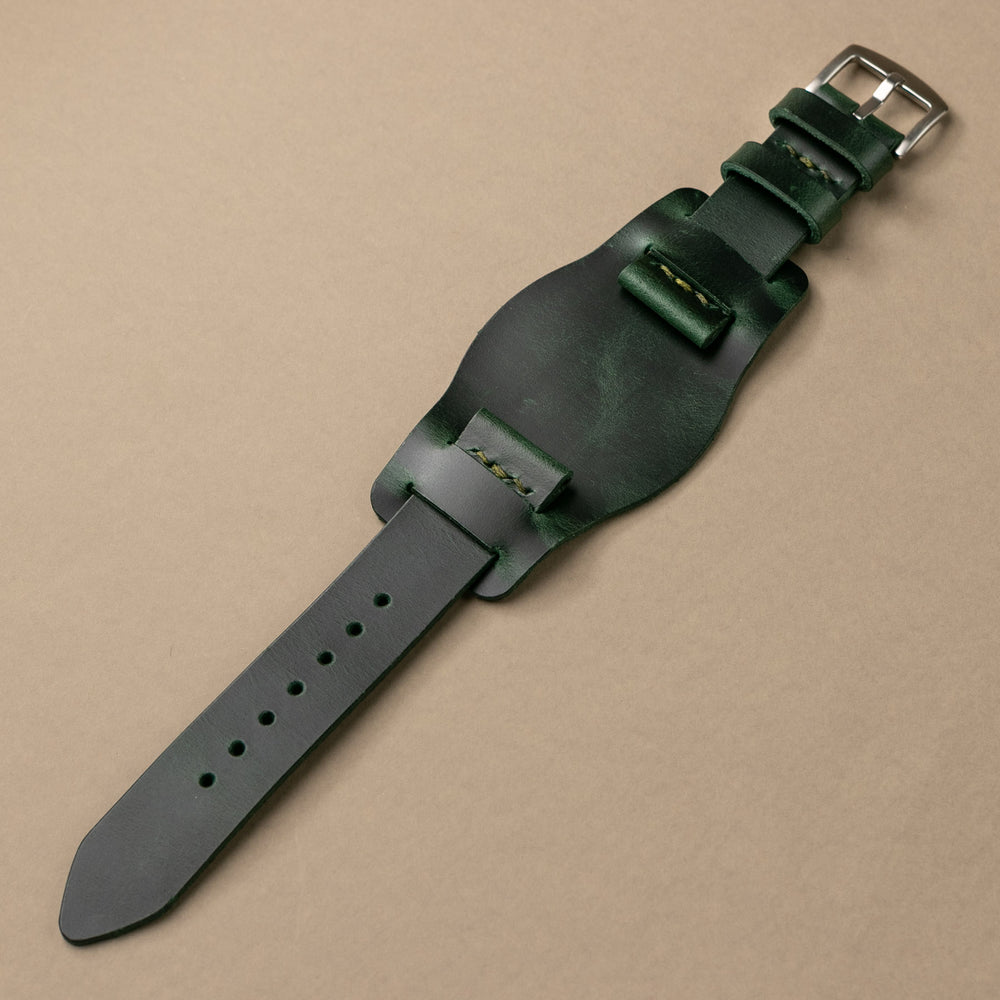 Bund Strap - Tek Kat Deri Saat Kayışı - Orman Yeşili - Roarcraft TR