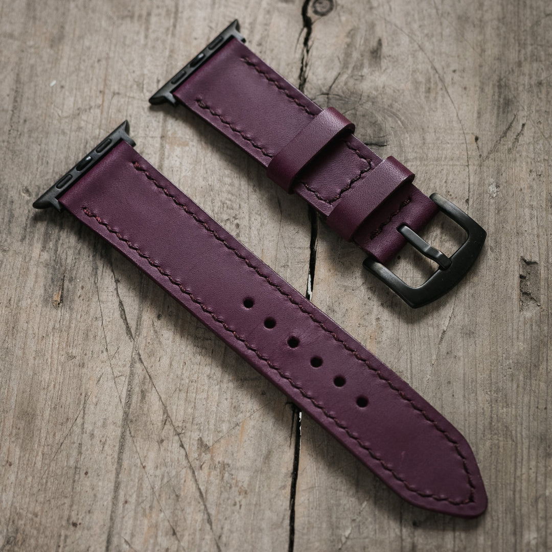 VegTan Deri Apple Watch Kayışı - Purple - Roarcraft TR