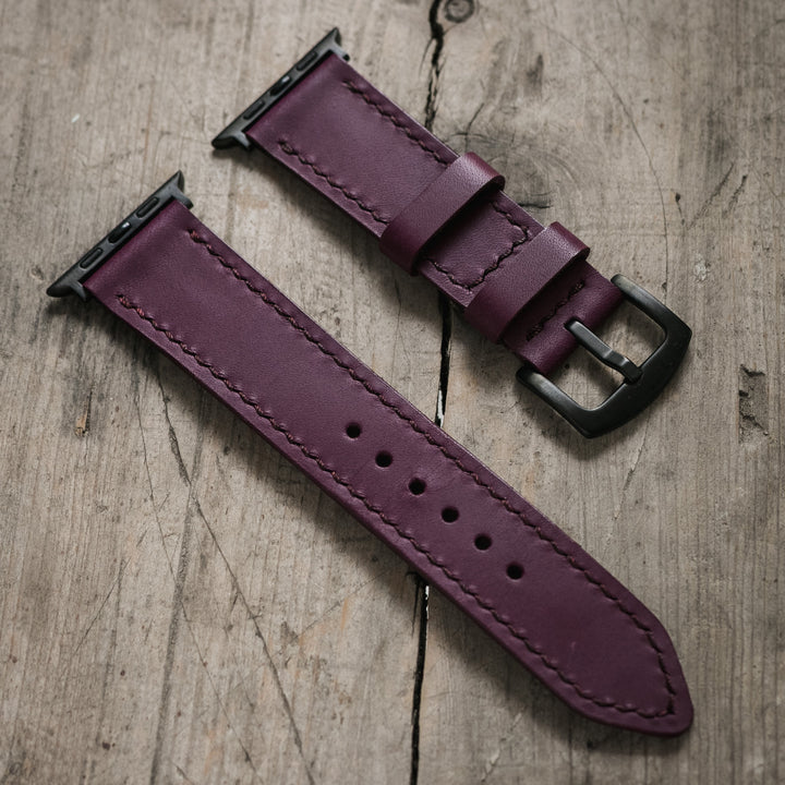 VegTan Deri Apple Watch Kayışı - Purple - Roarcraft TR