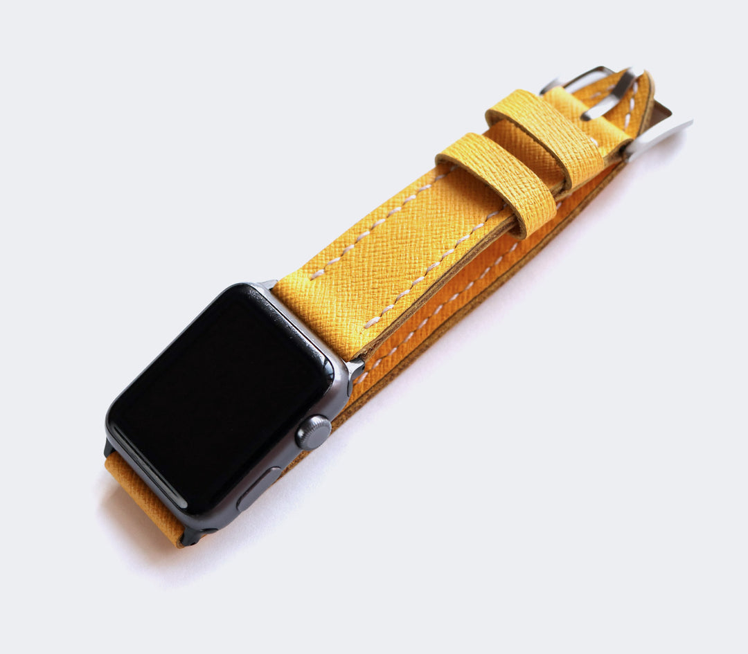 Özel Yapım Apple Watch Deri Saat Kayışı - Lemon Saffiano