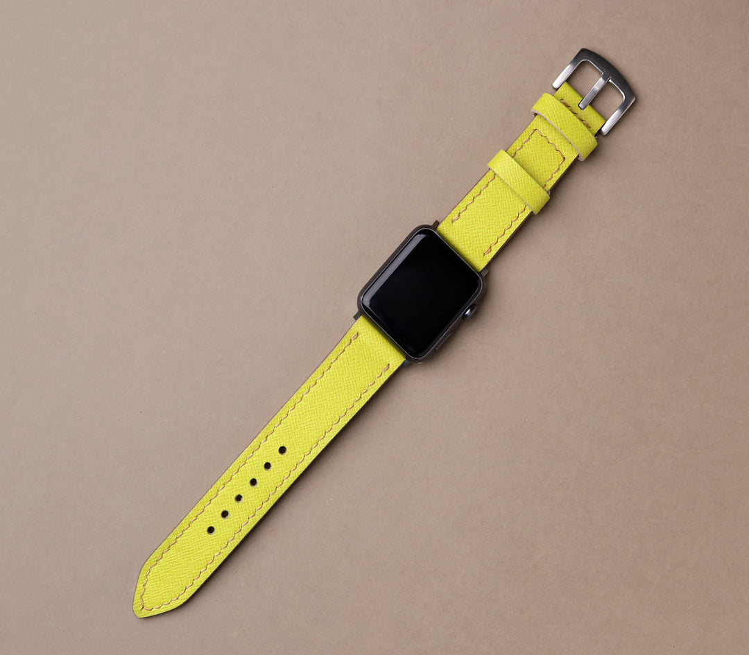 Saffiano Deri Apple Watch Kayış - Lime - Roarcraft TR