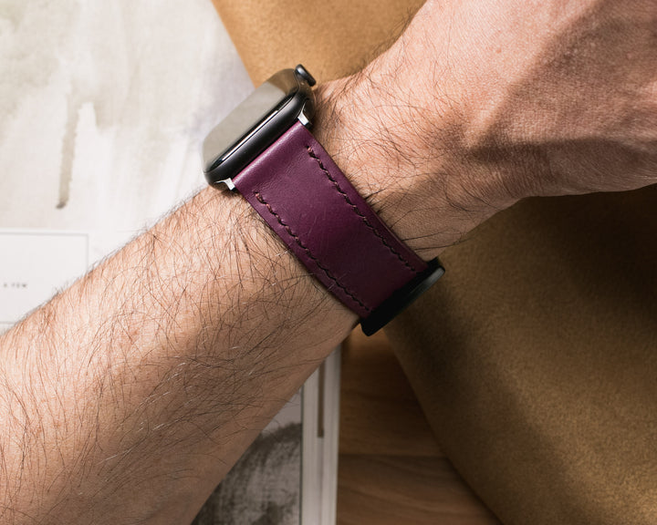 VegTan Deri Apple Watch Kayışı - Purple - Roarcraft TR
