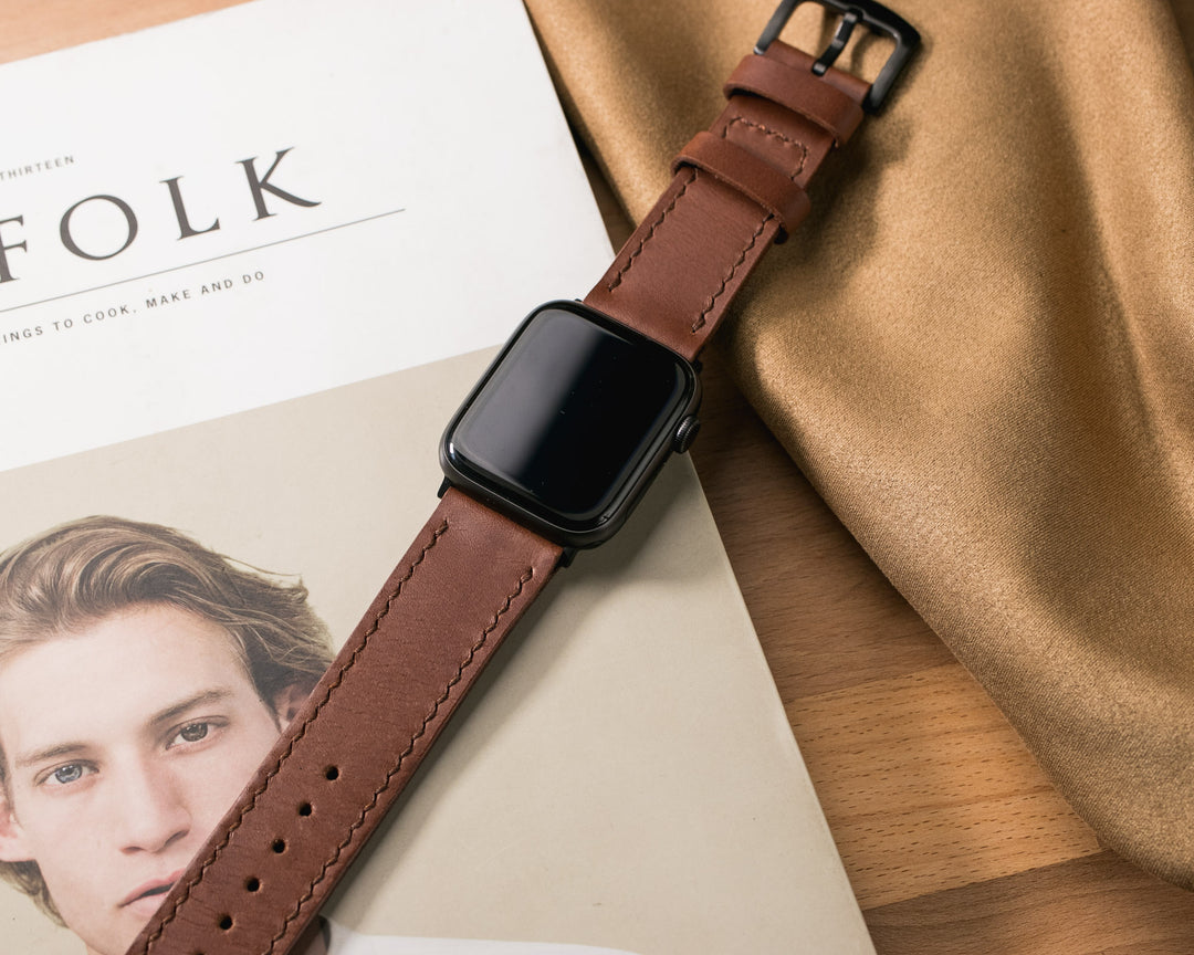 VegTan Deri Apple Watch Kayışı - Mocha - Roarcraft TR