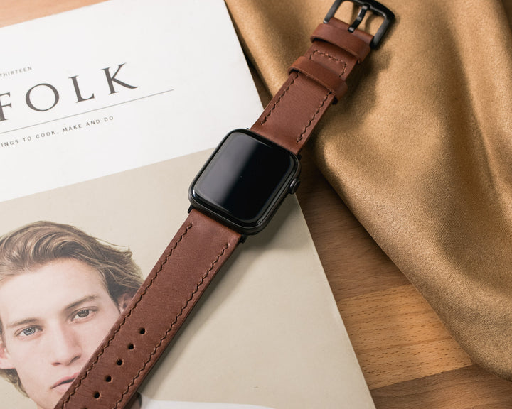 VegTan Deri Apple Watch Kayışı - Mocha - Roarcraft TR