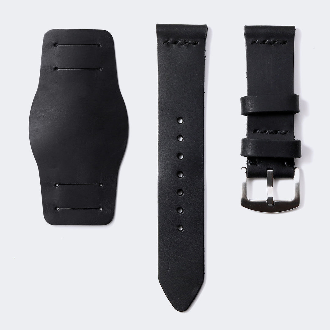 Bund Strap - Tek Kat Deri Saat Kayışı - Siyah - Roarcraft TR