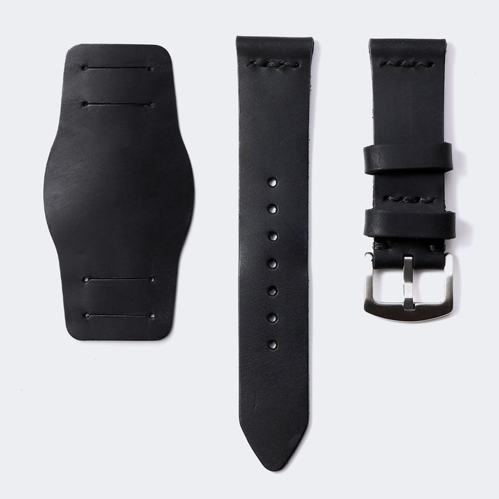 Bund Strap - Tek Kat Deri Saat Kayışı - Siyah - Roarcraft TR