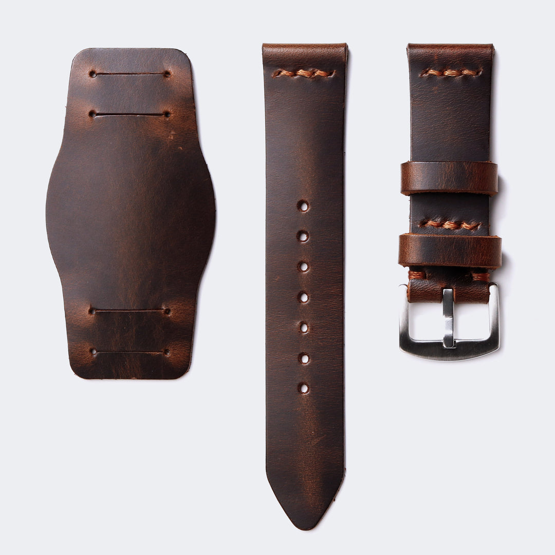 Bund Strap - Tek Kat Deri Saat Kayışı - Antik Kahve - Roarcraft TR
