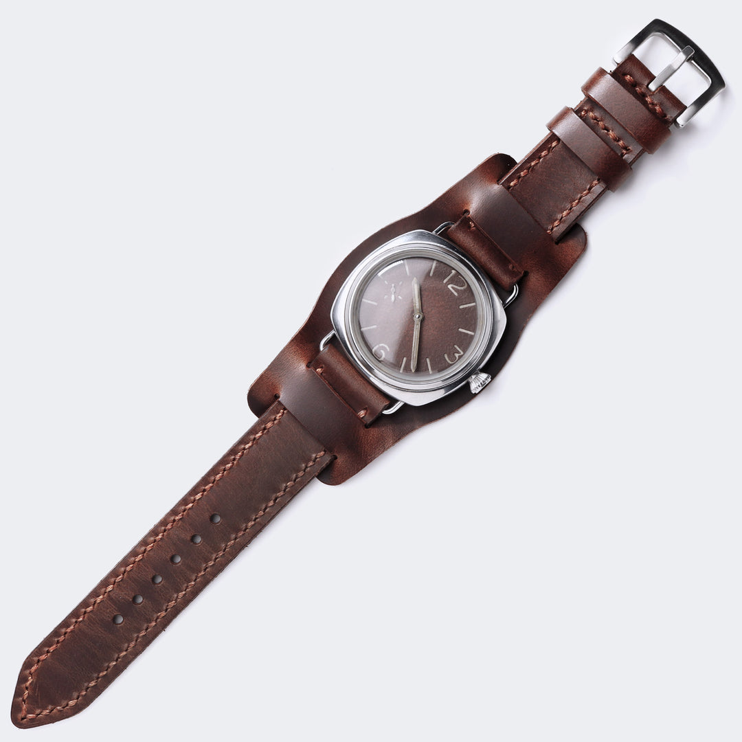 Bund Strap - Çift Katlı Deri Saat Kayışı - Antik Kahve - Roarcraft TR