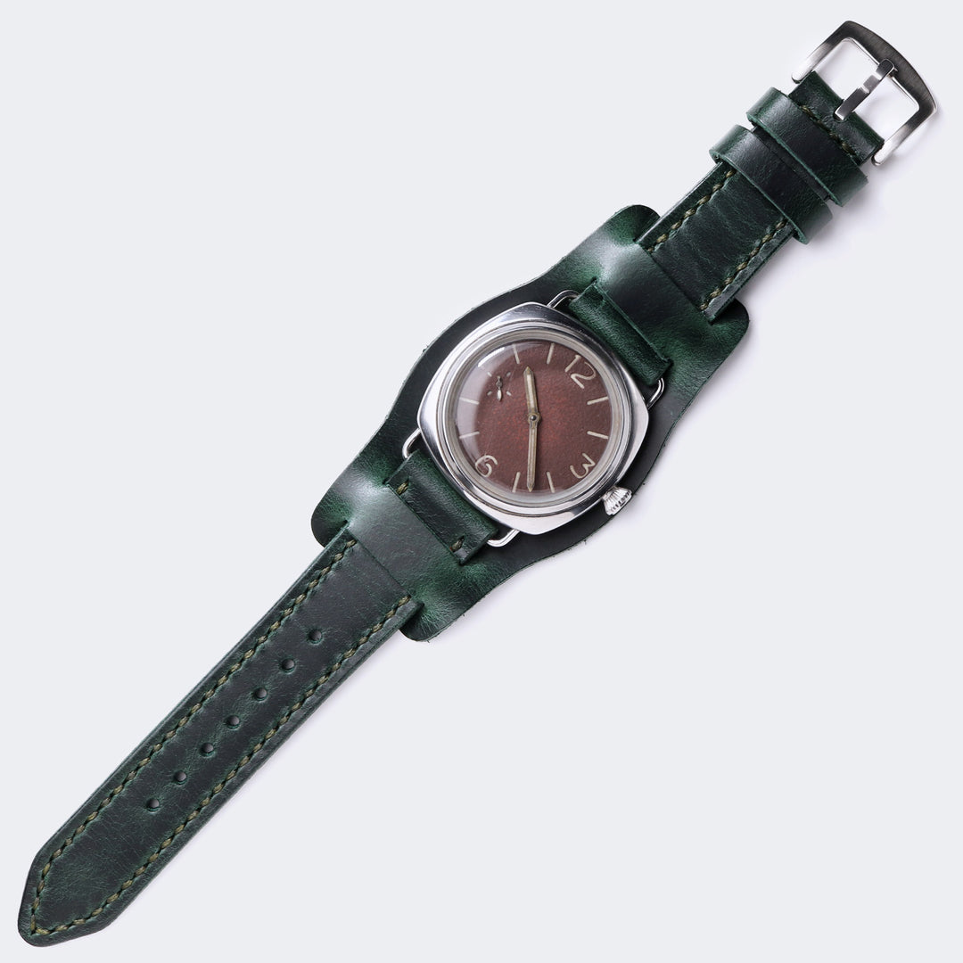 Bund Strap - Çift Katlı Deri Saat Kayışı - Orman Yeşili - Roarcraft TR