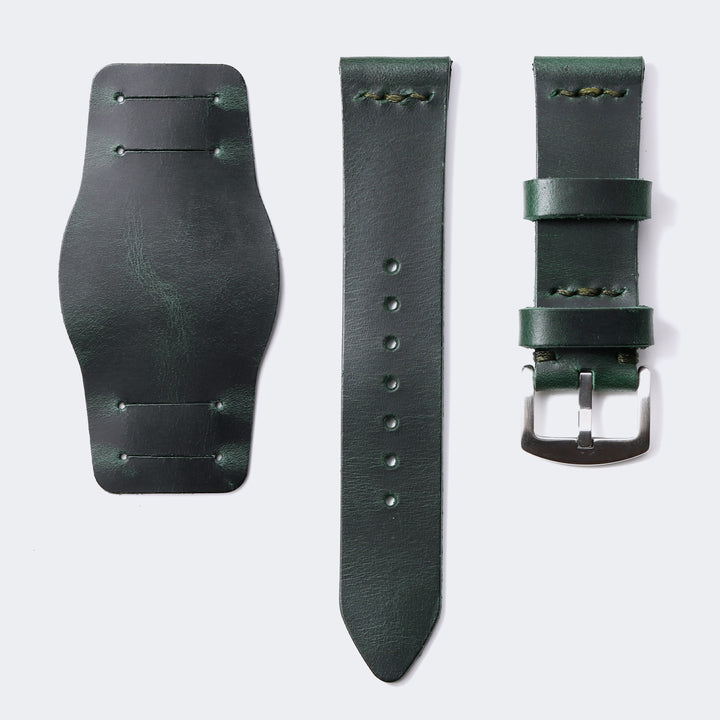 Bund Strap - Tek Kat Deri Saat Kayışı - Orman Yeşili - Roarcraft TR