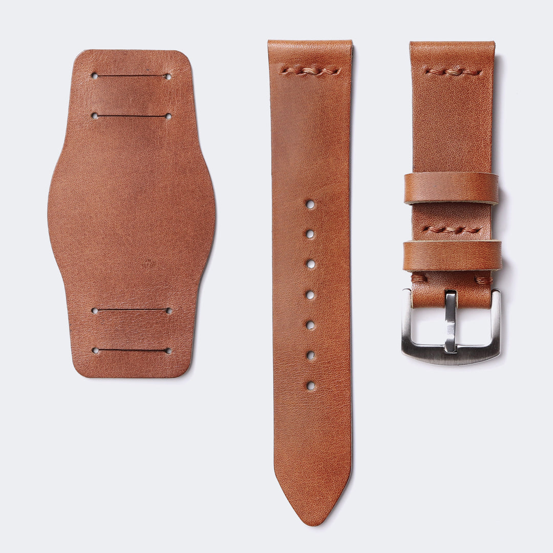 Bund Strap - Tek Kat Deri Saat Kayışı - Taba - Roarcraft TR